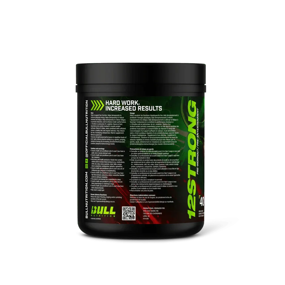Bull Nutrition 12 Strong Pre-Workout Supplement - Midwest Vitamins & Wellness