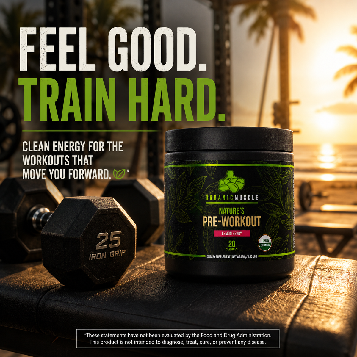 Organic Muscle Pre-Workout, Lemon Berry, 20 Servings