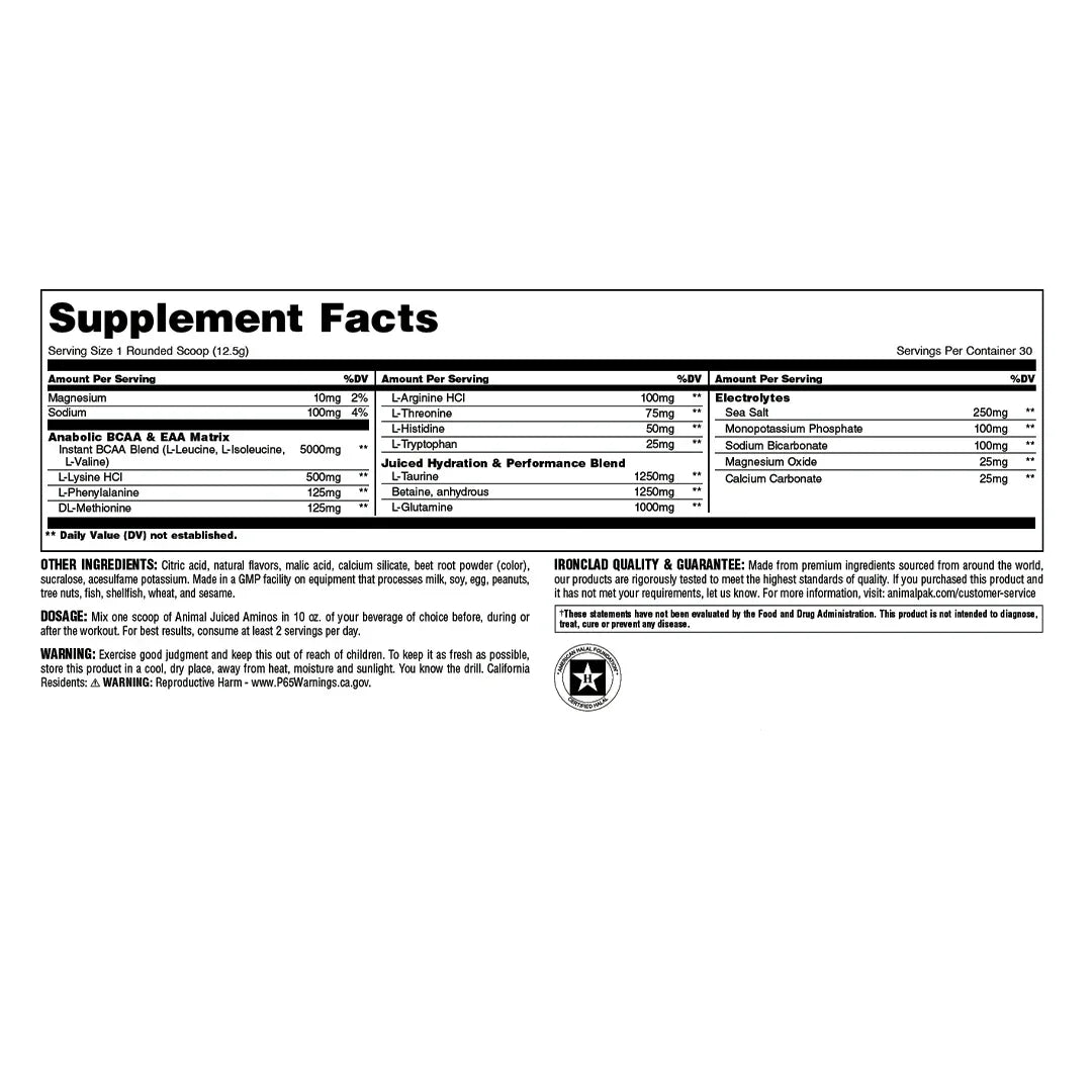 Animal Juiced Aminos - 6g BCAAs & EAAs - Midwest Vitamins & Wellness