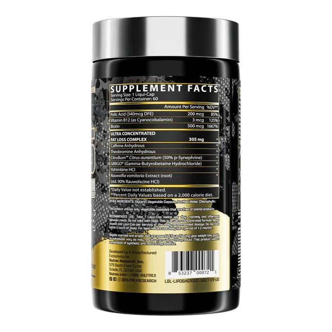 Supplement container with label showing supplement facts on a white background