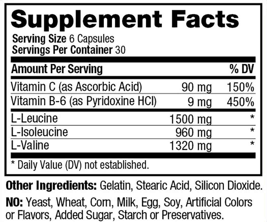 Supplement facts label with vitamins and minerals listed