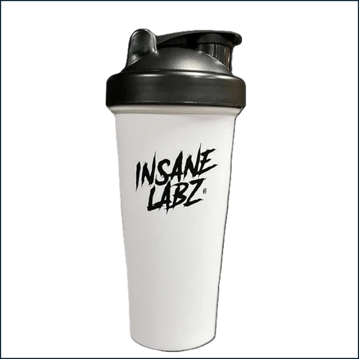 White shaker bottle with black 'Insane Labz' logo on a white background