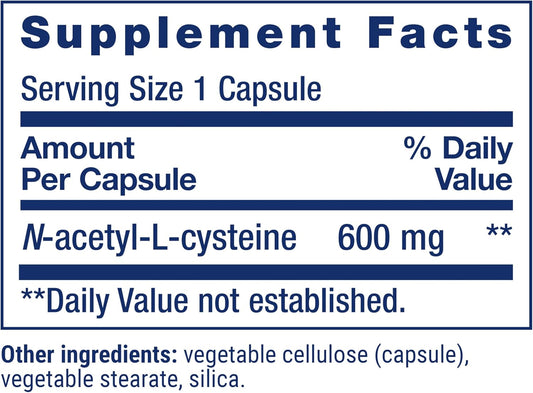 Life Extension N-Acetyl-L-Cysteine, 600 mg, 60 capsules
