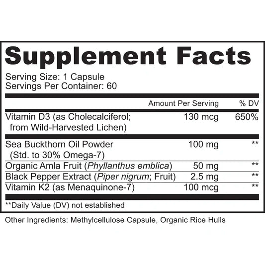 Vitamin D3 + K2 MK-7 + Omega 7 with Sea Buckthorn Oil