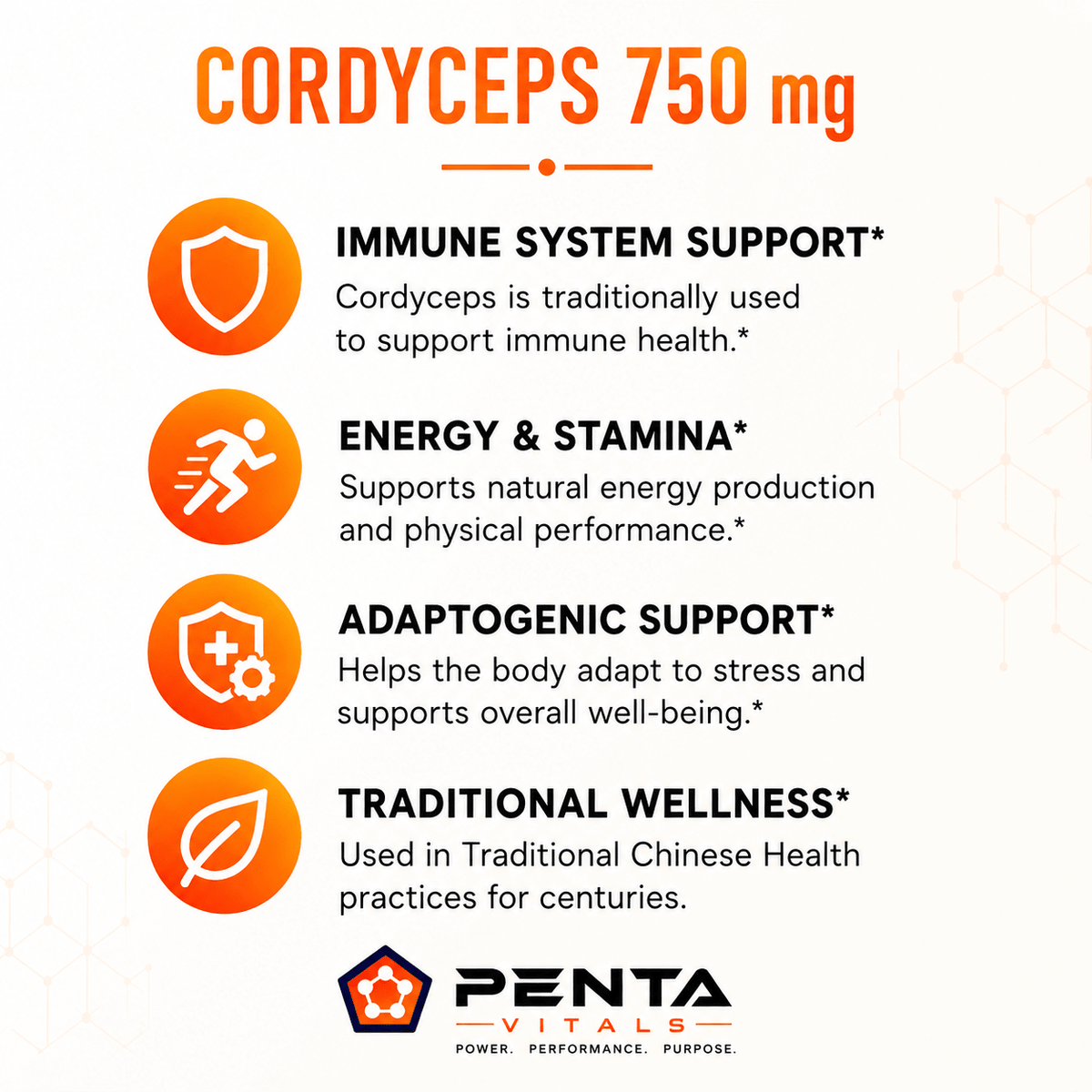 Penta Vitals Cordyceps 750 mg 90 Veg Caps