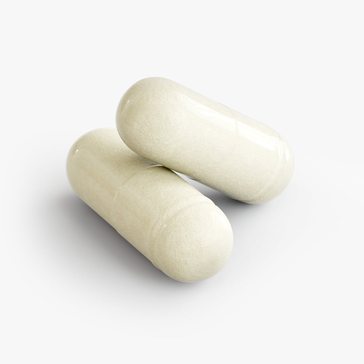 Two white cylindrical objects on a light gray background