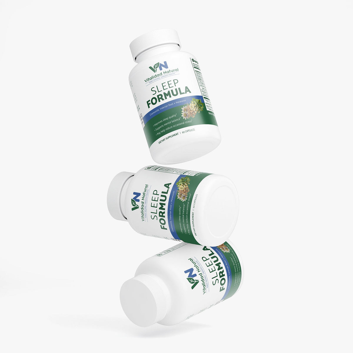 Three bottles of Sleep Formula on a white background