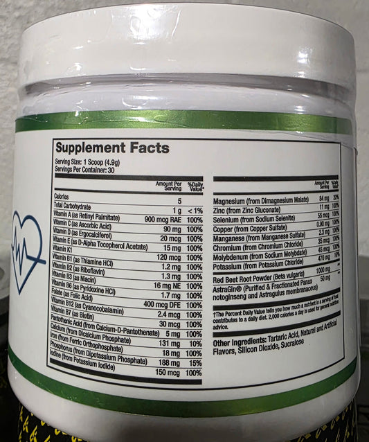Supplement container with a label showing supplement facts.