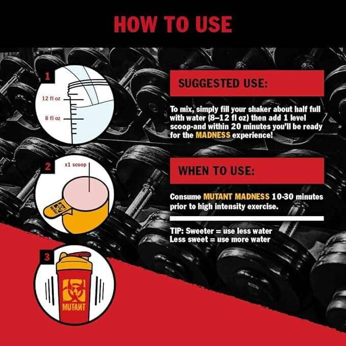 Instructions for using a supplement with weights in the background
