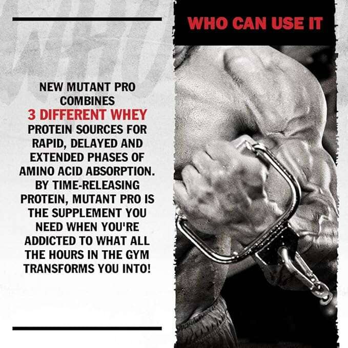 Muscular person lifting weights with promotional text about a protein supplement on the side.