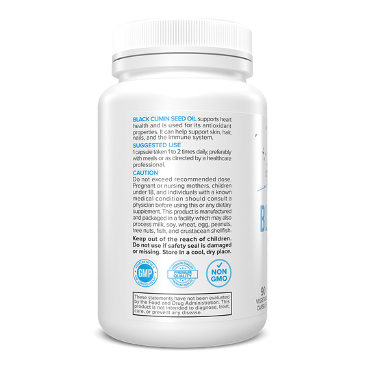 Supplement bottle with label on a white background