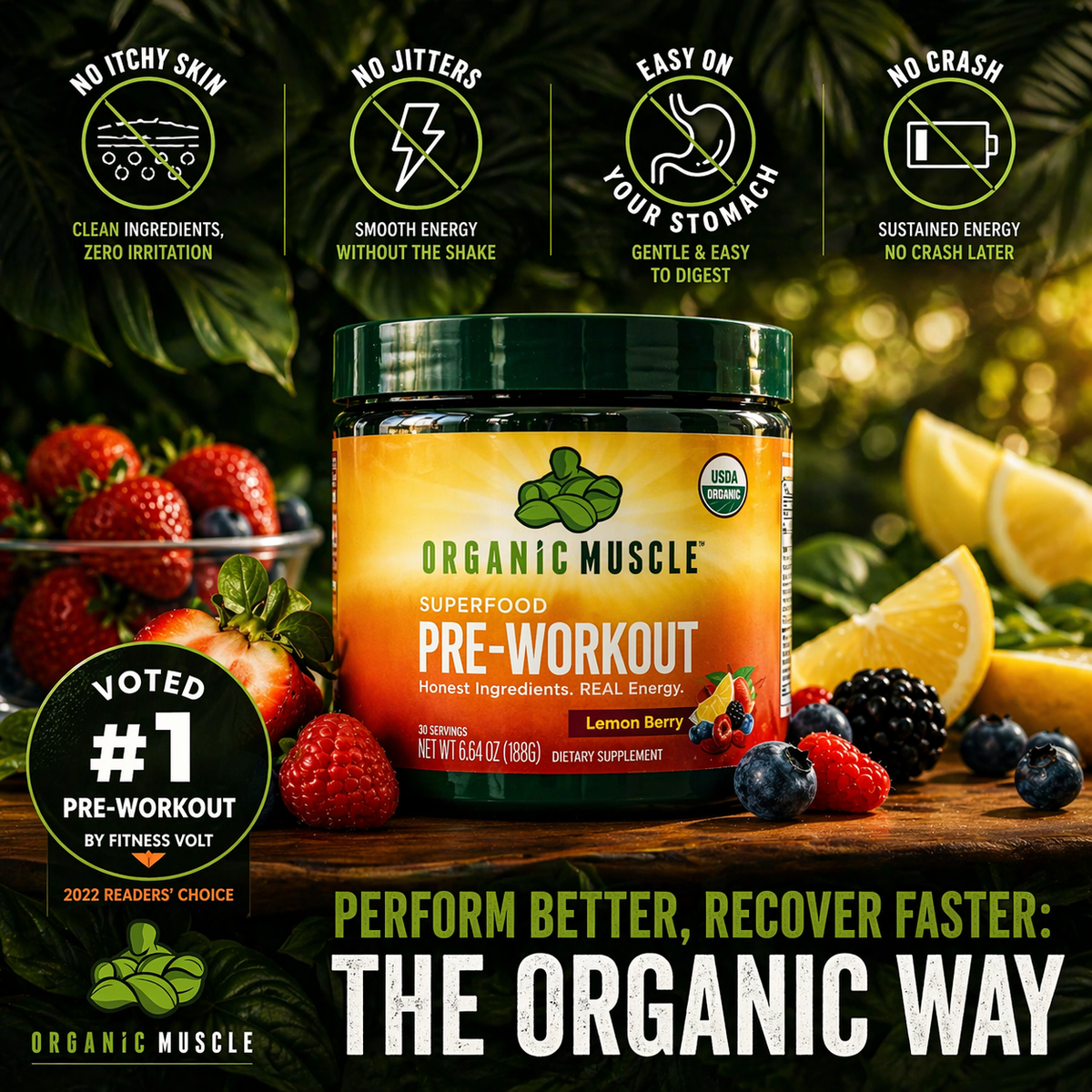 Organic Muscle Pre-Workout, Passionfruit, 20 Servings