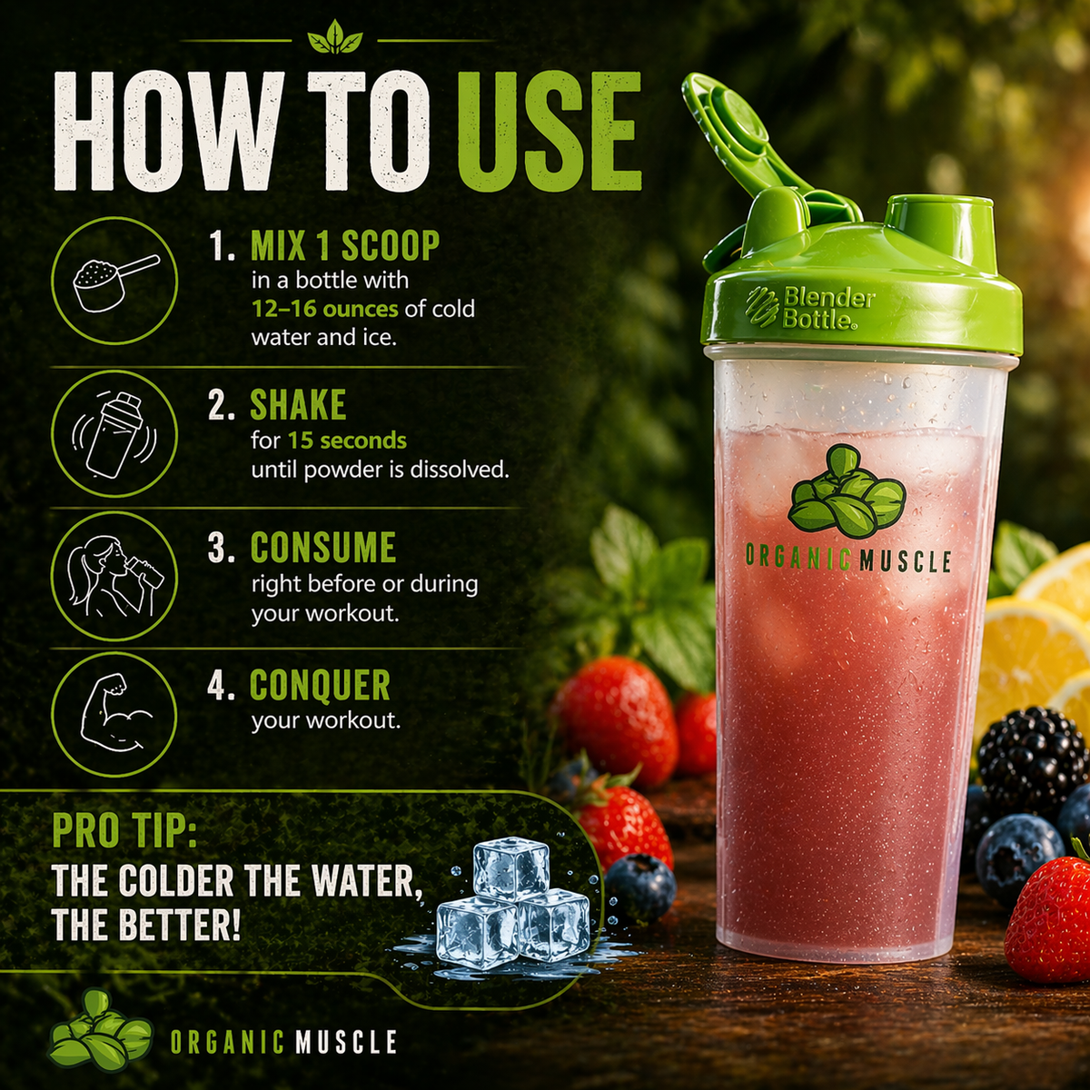 Organic Muscle Pre-Workout, Passionfruit, 20 Servings