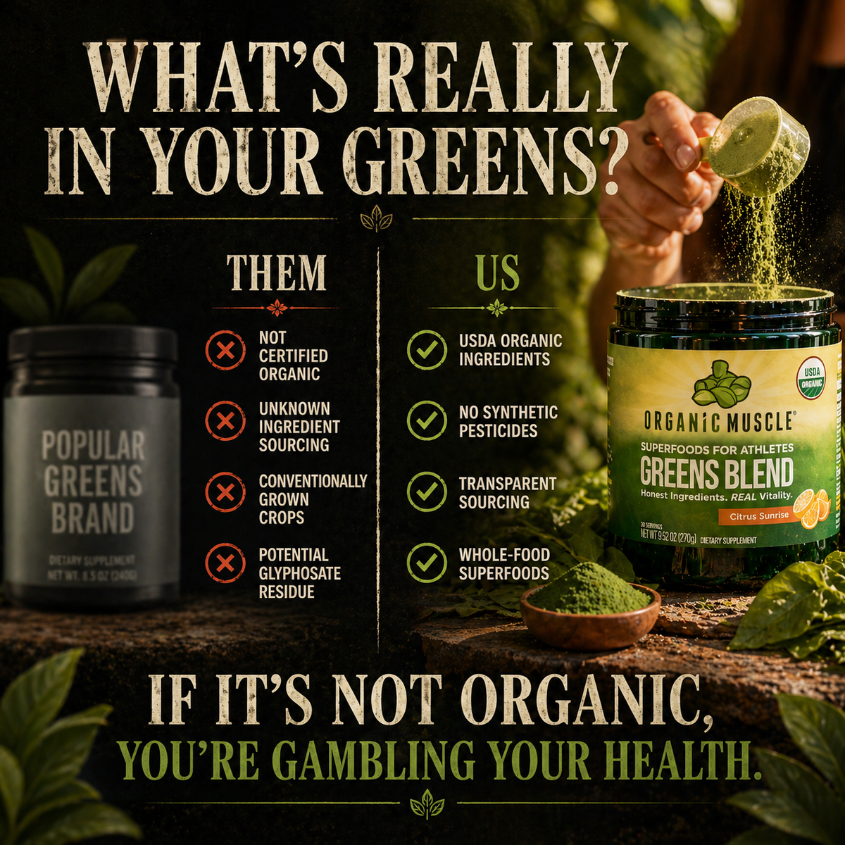 Organic Muscle Greens Blend, Citrus Sunrise, 30 Servings