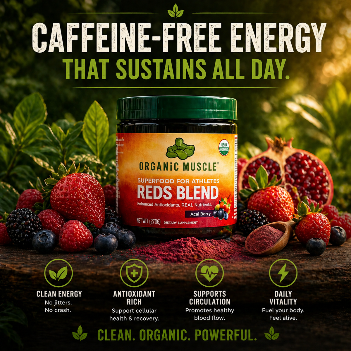 Organic Muscle Reds Blend, Raspberry, 30 Servings