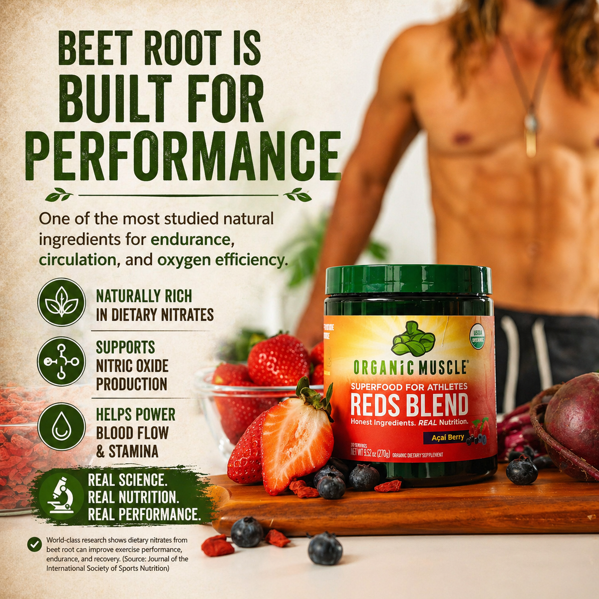 Organic Muscle Reds Blend, Raspberry, 30 Servings