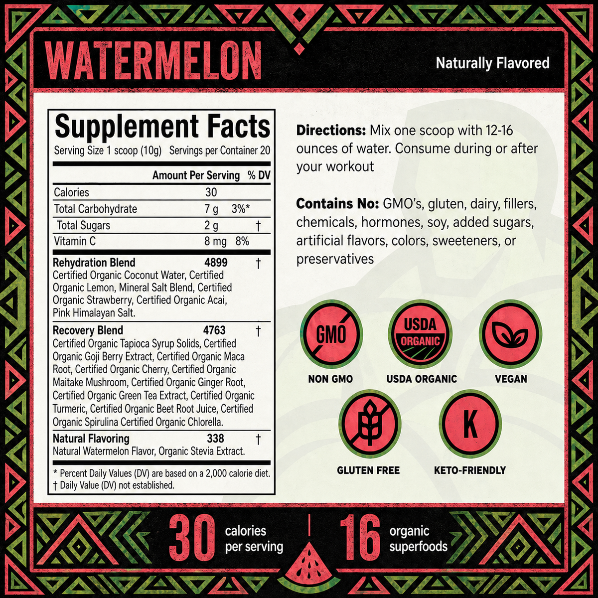 Organic Muscle Hydrator, Watermelon, 20 Servings