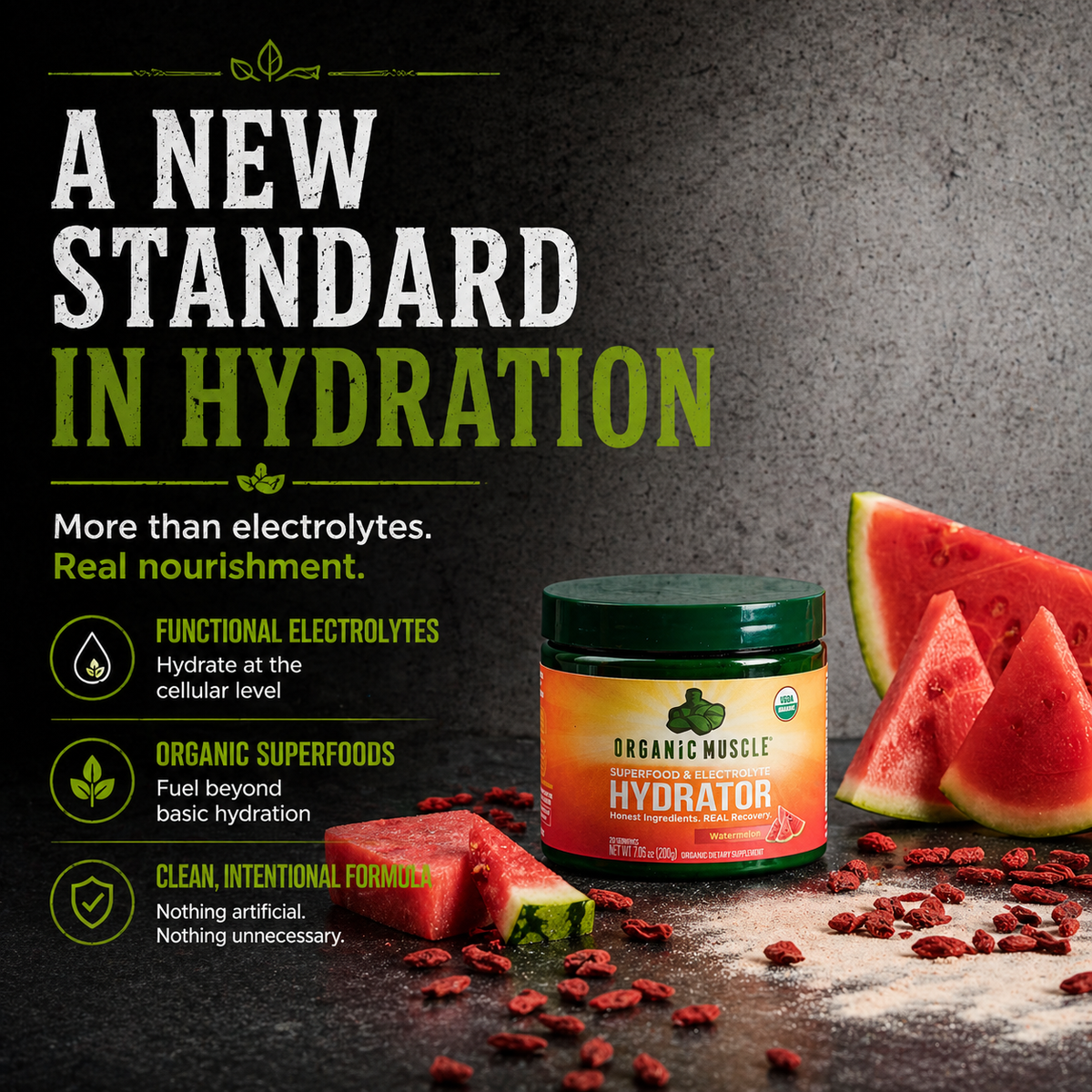 Organic Muscle Hydrator, Watermelon, 20 Servings