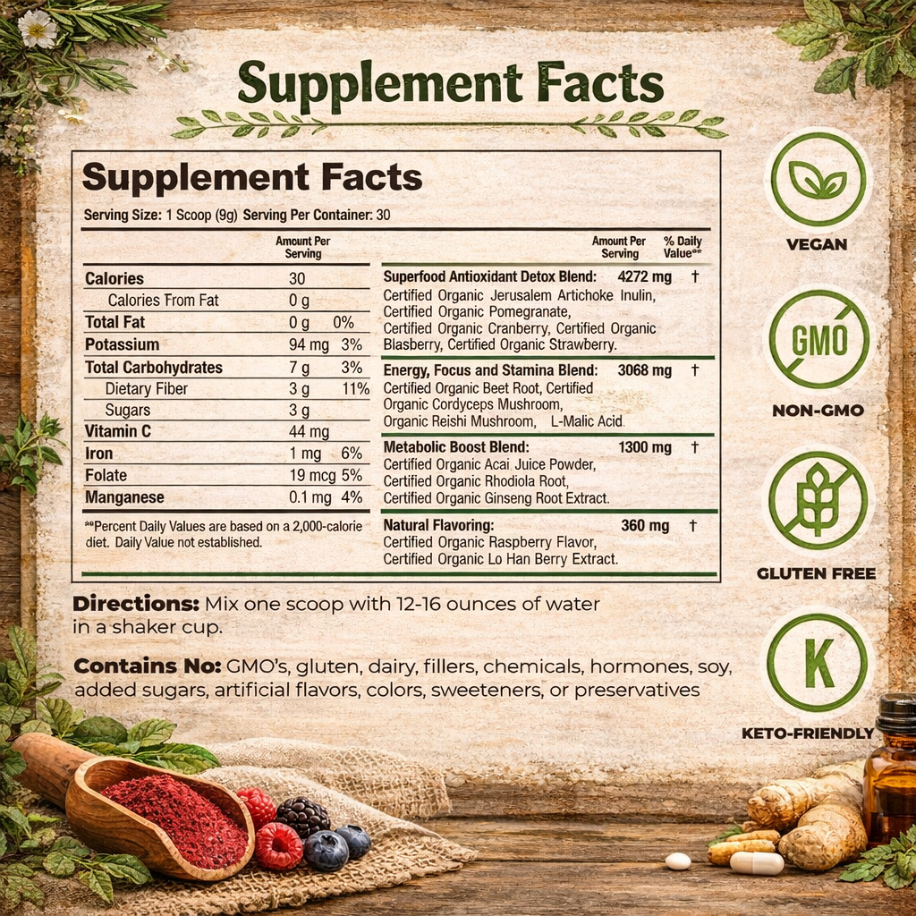 Organic Muscle Reds Blend, Raspberry, 30 Servings