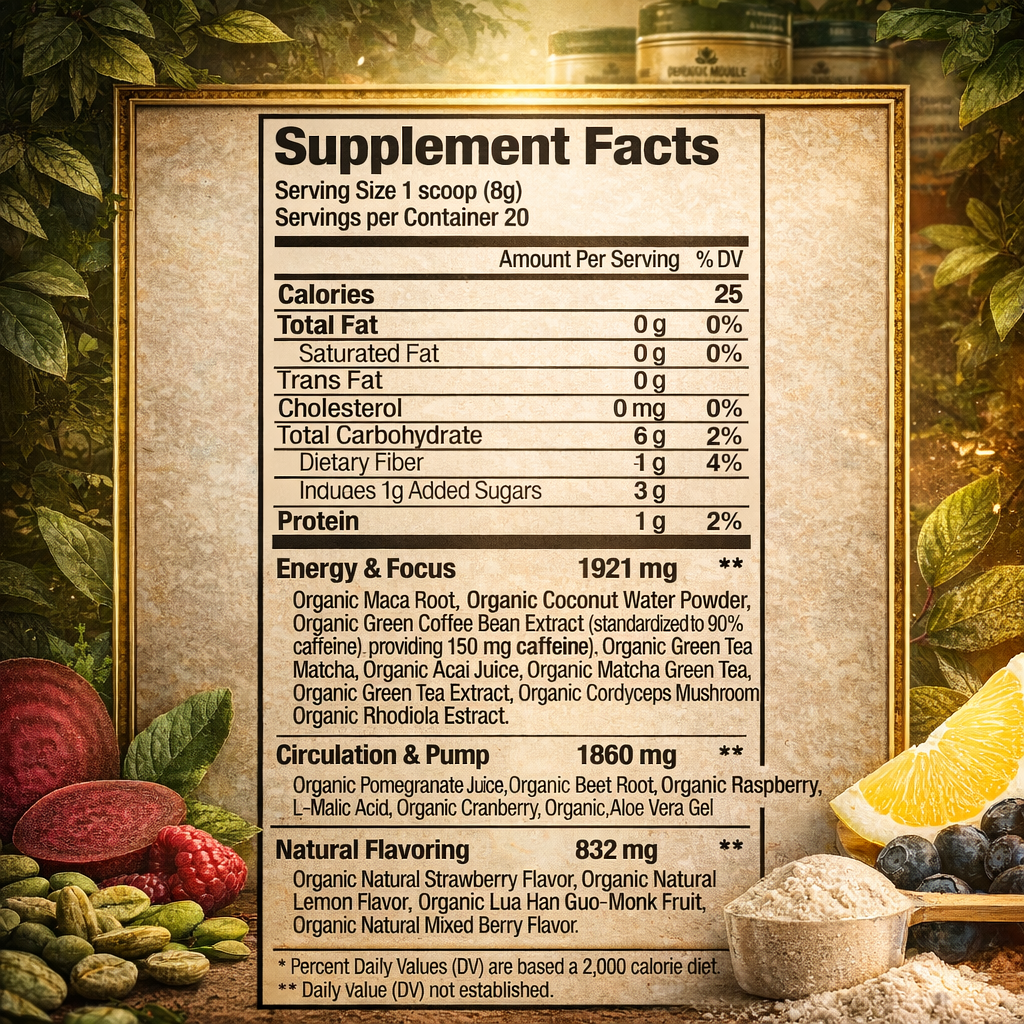 Organic Muscle Pre-Workout, Passionfruit, 20 Servings