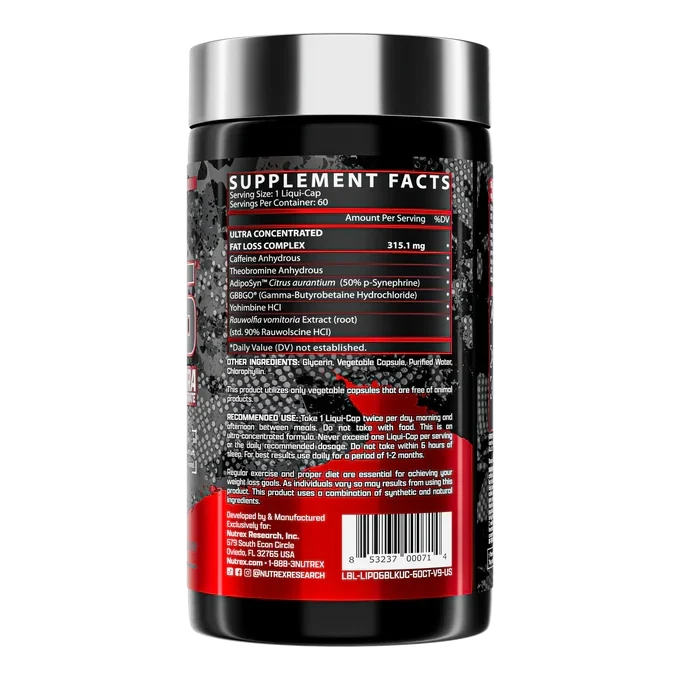 Supplement container with a focus on the back label showing supplement facts.