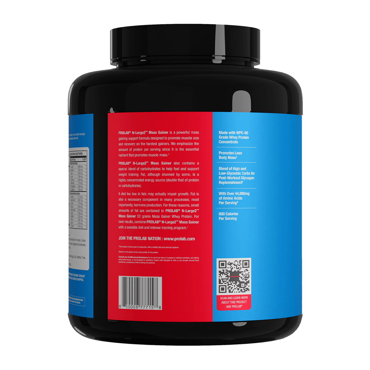 A black plastic tub of Philip Kuryx 'Blue Rider' protein powder, shown from the back with a red and blue label on a white background.