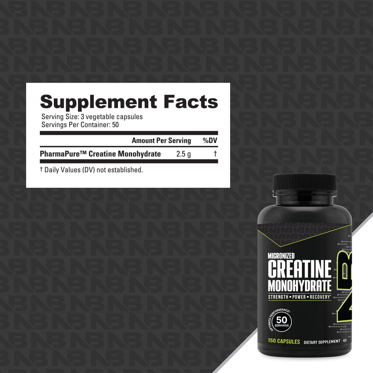 NutraBio Creatine Monohydrate - 150 Capsules