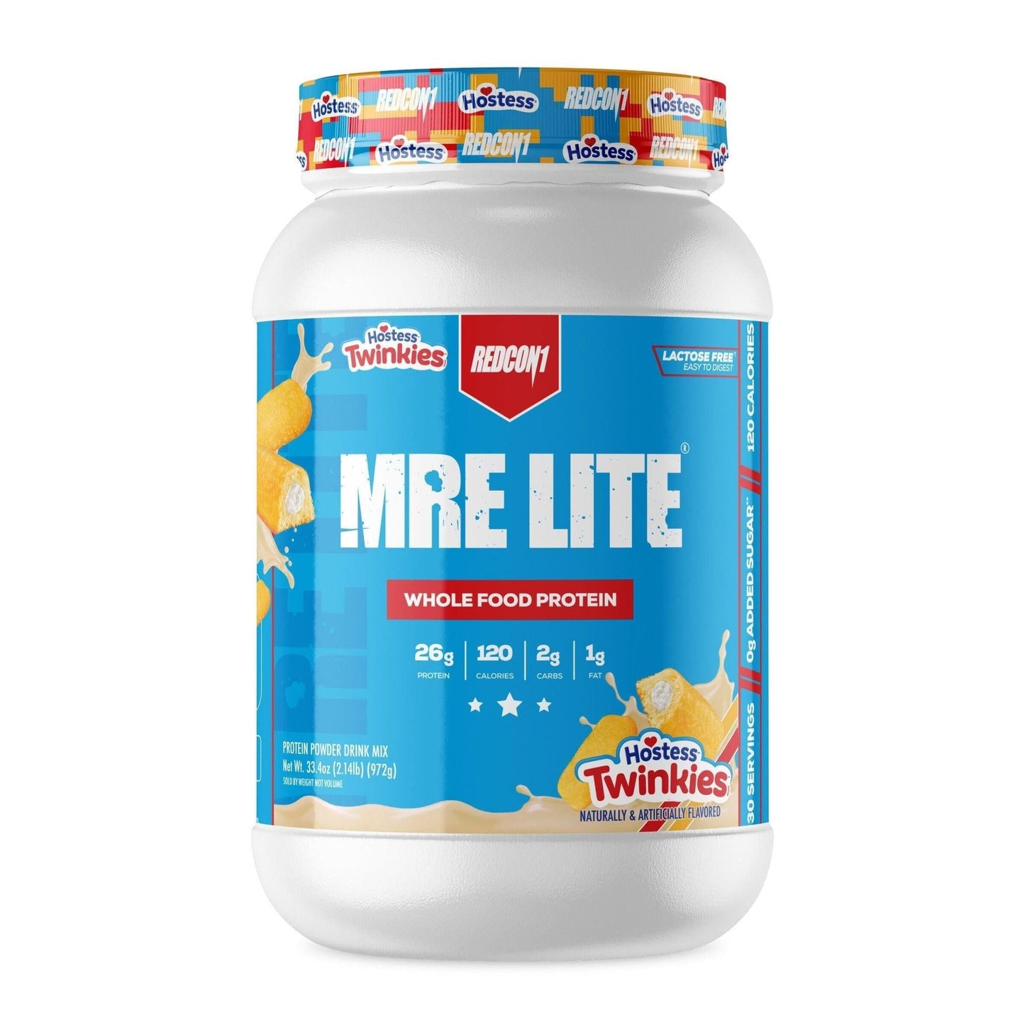Container of Hostess Twinkles MRE Lite Whole Food Protein on a white background