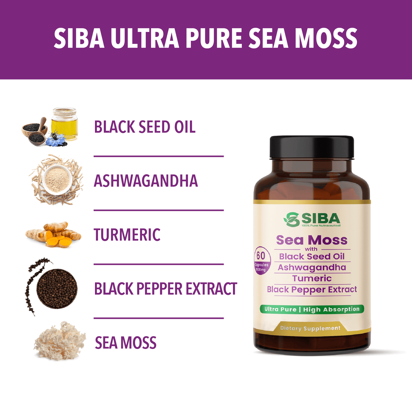 Product image of Sea Moss Capsules available at Midwest Vitamins & Wellness