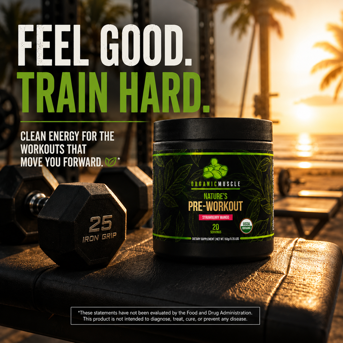 Organic Muscle Pre-Workout, Strawberry Mango, 20 Servings