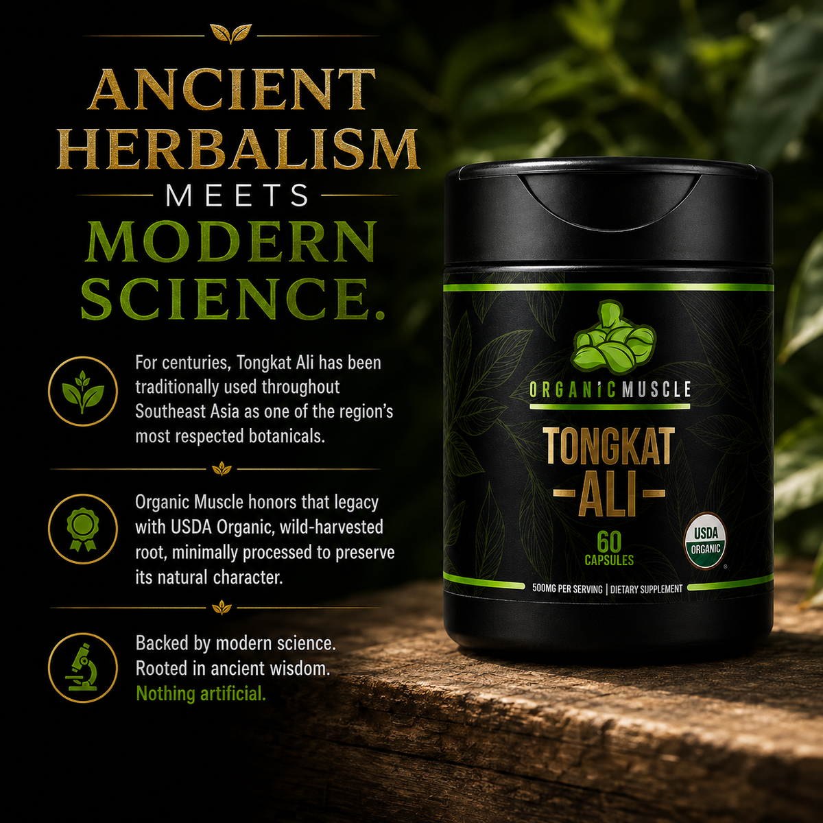 Organic Muscle Tongkat Ali, 60 Capsules