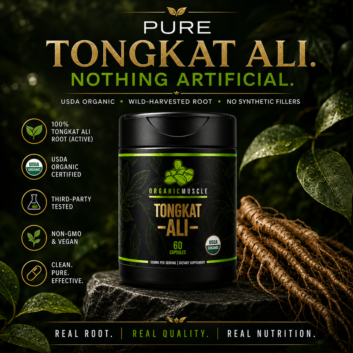 Organic Muscle Tongkat Ali, 60 Capsules