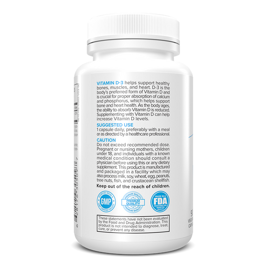Supplement bottle with label on a white background