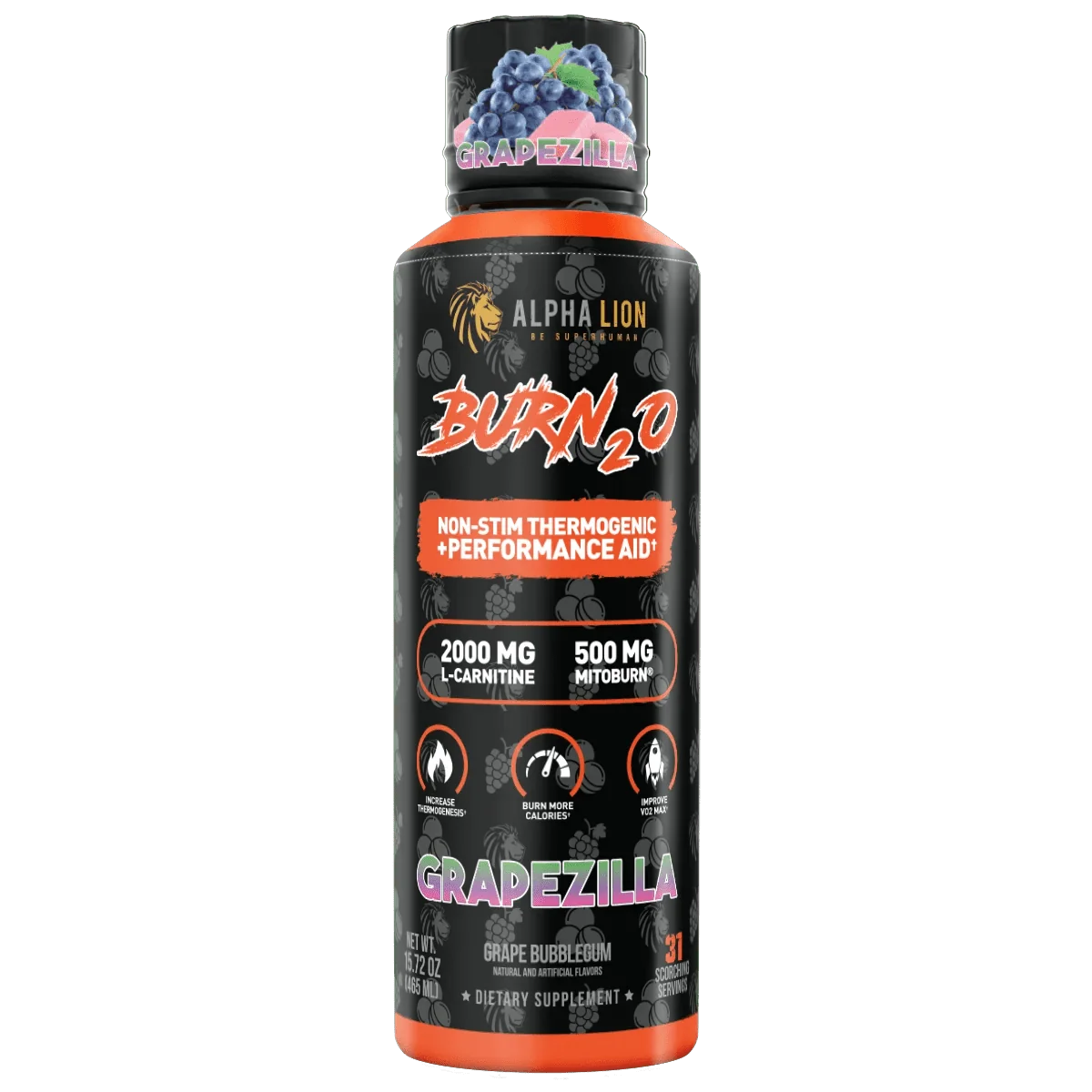 Alpha Lion BURN2O – Stimulant-Free Liquid Dietary Supplement, 31 Servings