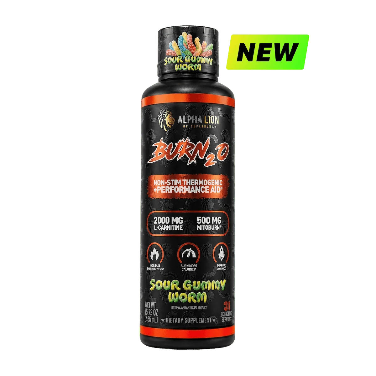 Alpha Lion BURN2O – Stimulant-Free Liquid Dietary Supplement, 31 Servings