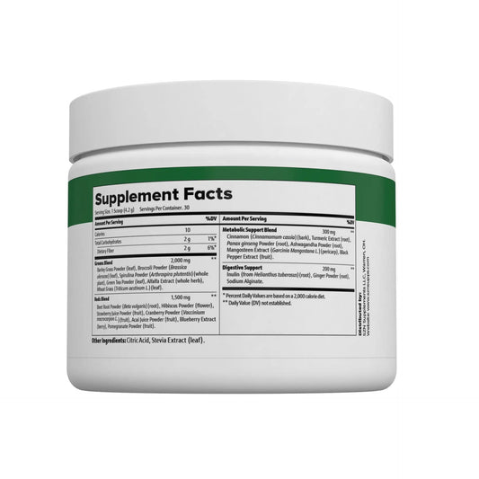 Supplement container with label showing 'Supplement Facts' on a white background