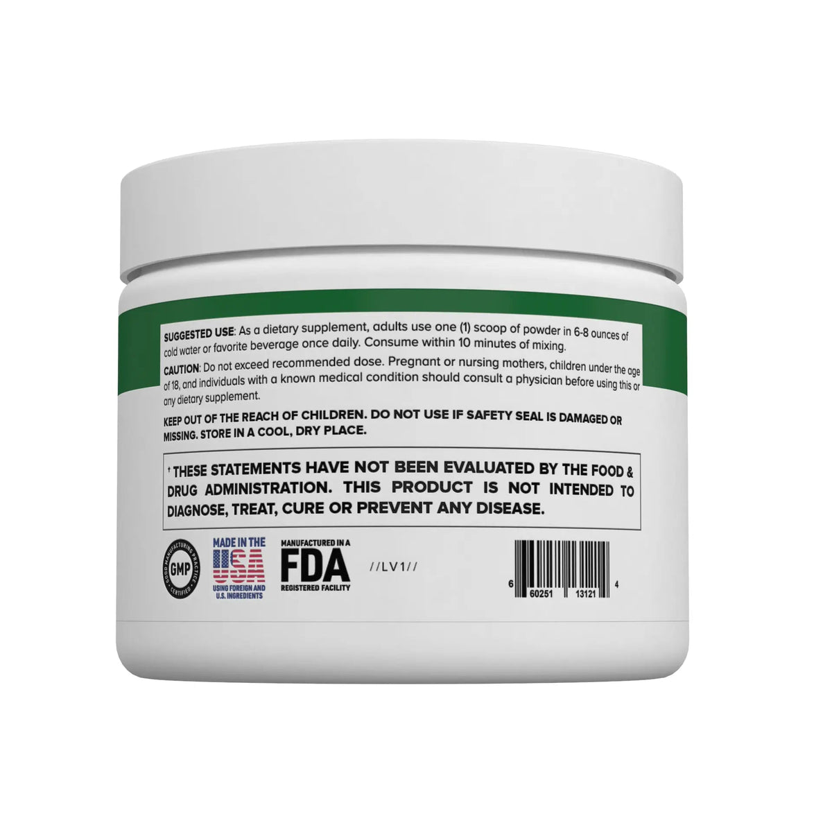Supplement container with label on a white background