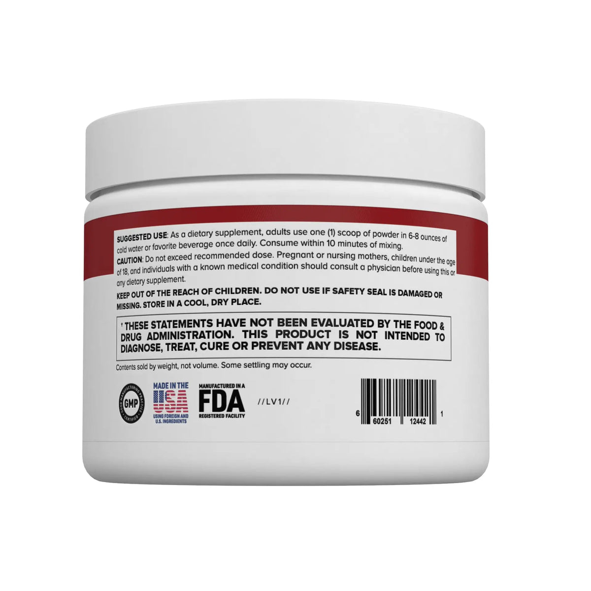 Supplement container with label on a white background
