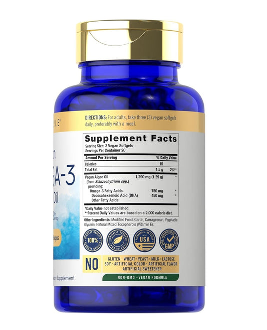 Carlyle Vegan  Plant Based Omega 3 Supplement - 1290 mg - 60 Softgels