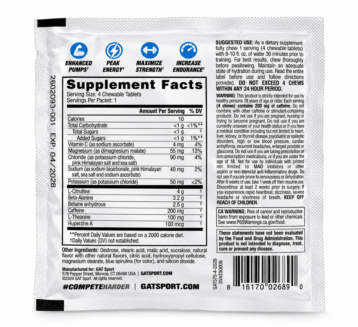 GAT Sport NITRAFLEX Pre-Workout Chews Sample