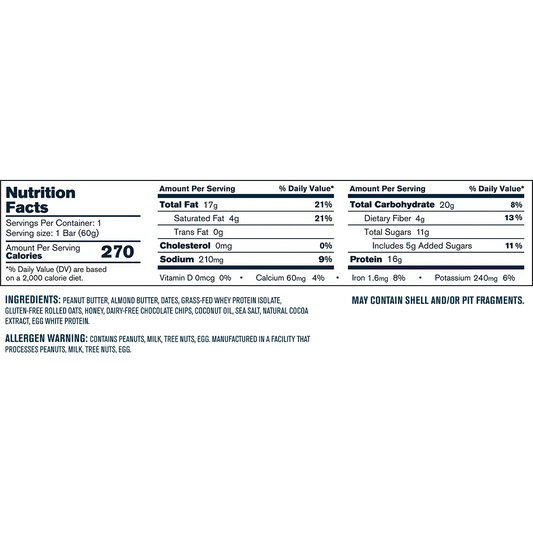 Transparent labs Grass-Fed Protein+ Bar