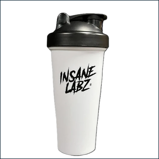 White shaker bottle with black 'Insane Labz' logo on a white background
