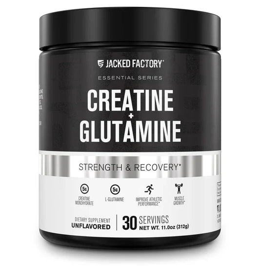 Jacked Factory Creatine + Glutamine Powder | 5g Creatine Monohydrate + 5g L-Glutamine