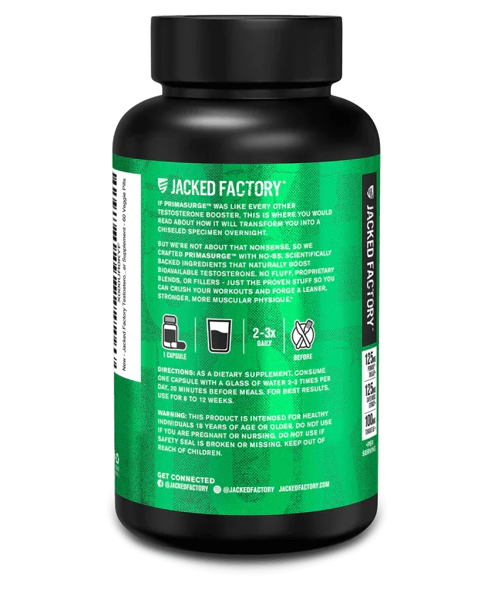 Jacked Factory PrimaSurge | Natural Testosterone Booster 60 Caps
