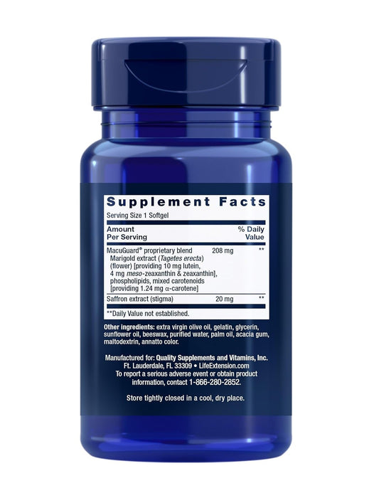 Life Extension MacuGuard Ocular Support with Saffron – Eye Health Supplement