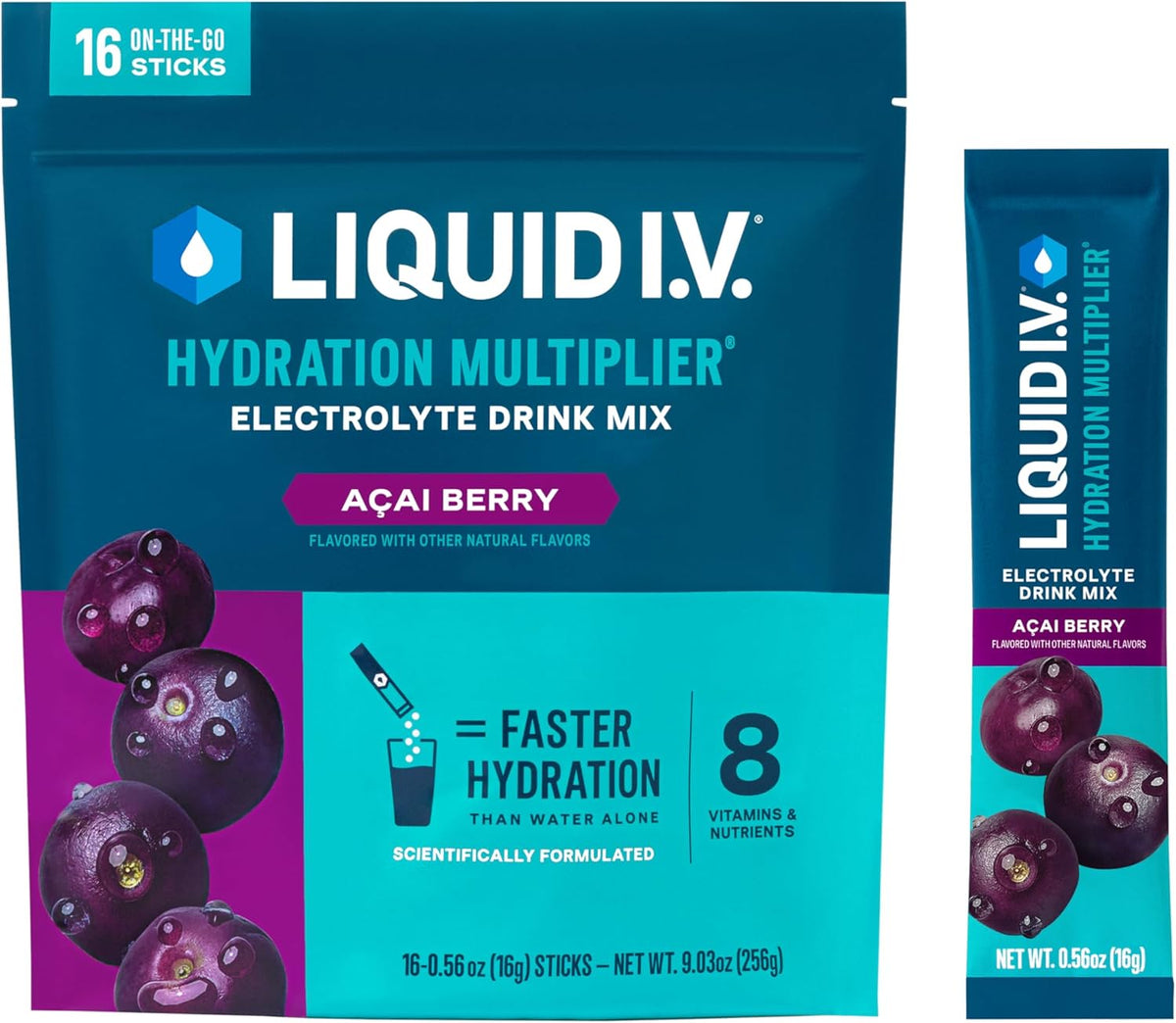Liquid I.V.® Hydration Multiplier - Acai Berry (16 Sticks Pack)