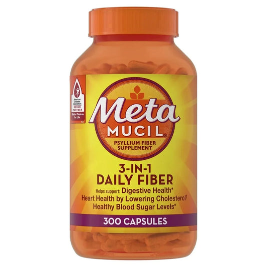 Meta Mucil 3 in 1 Psyllium Fiber Supplement -300 Capsules
