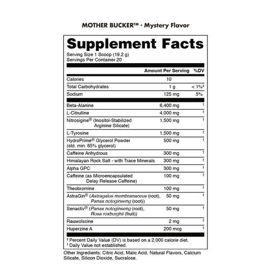 Bucked Up Mother Bucker Pre-Workout | 400mg Caffeine for Extreme Energy, Focus & Pumps