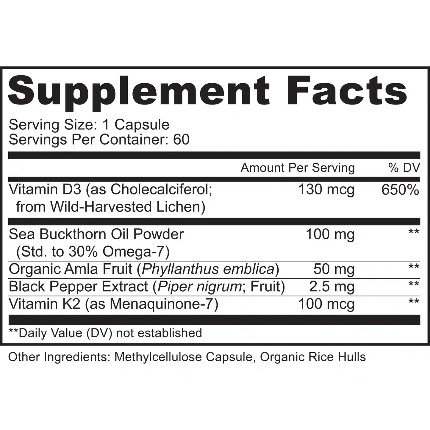 Vitamin D3 + K2 MK-7 + Omega 7 with Sea Buckthorn Oil
