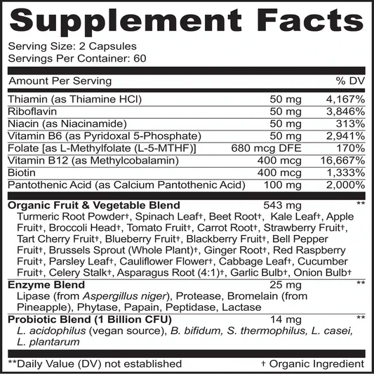 Methylated Vitamin B Complex with Whole Food Base